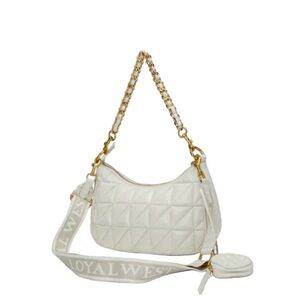 Loyal West Brand Joe Leather Quilted White or Black Quilted Shoulder Bag